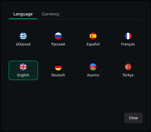 Raydar Language Selection
