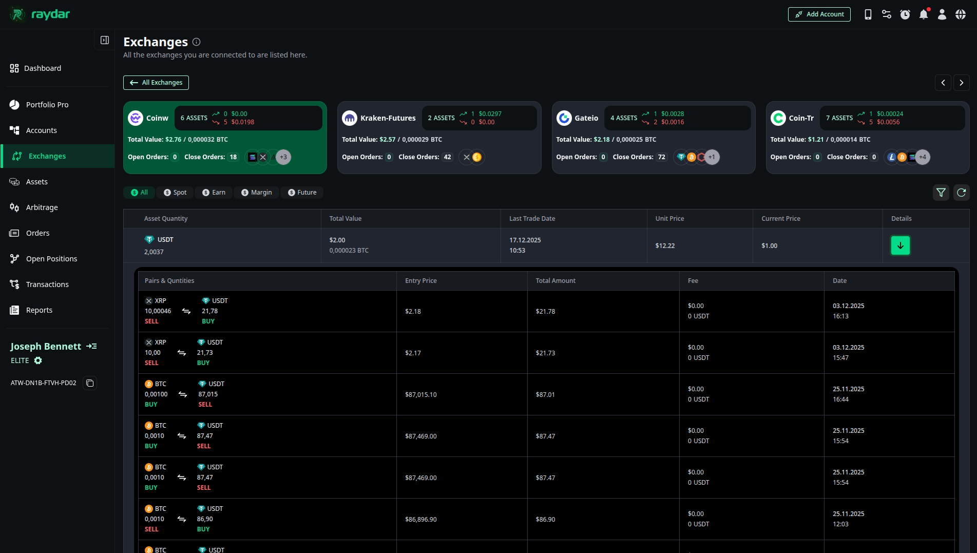 Exchange Asset History Popup
