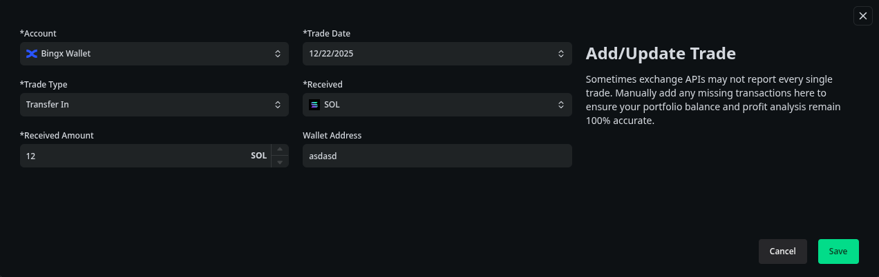 Transactions History Dashboard