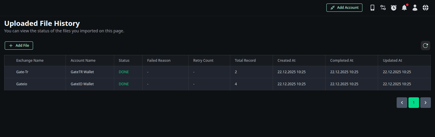Raydar Notifications Page