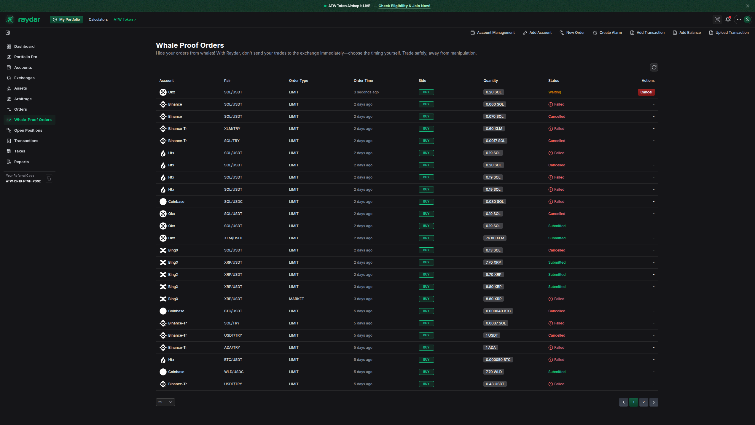 Whale-Proof Orders List